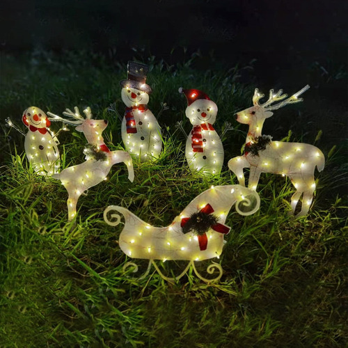 6 Peças De Luzes De Jardim De Boneco De Neve De Natal Rena - Imagem 3