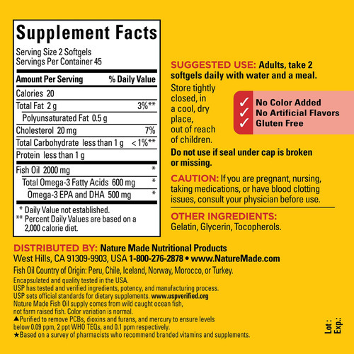 Nature Made Fish Oil 1000 Mg Softgels, Suplementos De Óleo D - Imagem 5