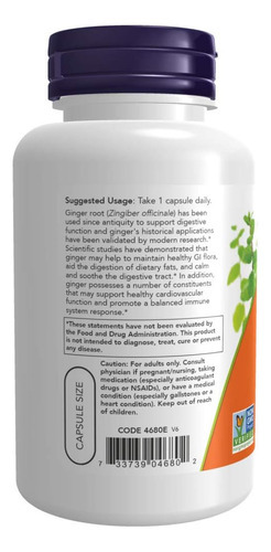Now Foods Supplements, Raiz De Gengibre (zingiber Officinale - Imagem 3