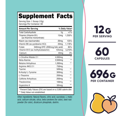 Pó Pré-treino Nutricost Peach Mango Flavor 60 Porções - Imagem 2