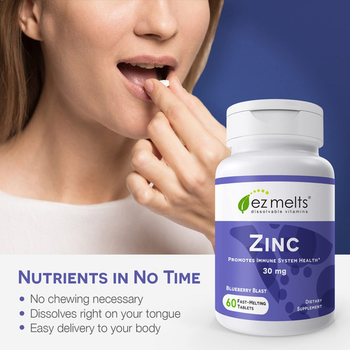Suplemento Ez Melts Zinc 30 Mg Sublingual Vegan 60 Comprimid - Imagem 2