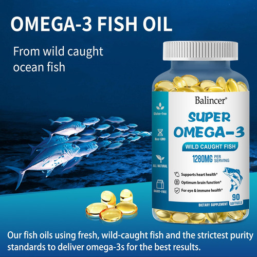 Suplementos De Óleo De Peixe Ômega 3, 1280 Mg De Ácidos Grax - Imagem 2