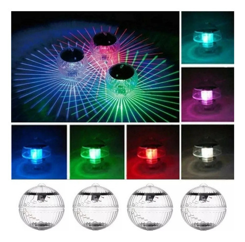 4pcs Rgb Mudança De Cor Flutuante Solar Piscina Luzes