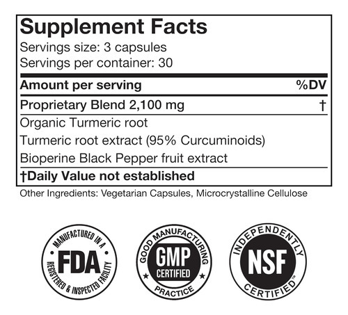 Suplemento De Curcumina De Cúrcuma 1950mg Com Bioperina Para - Imagem 7