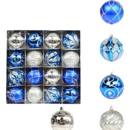 Kit 16 Bolinhas Bola 8cm Árvore De Natal Enfeite Decoração - Imagem 2