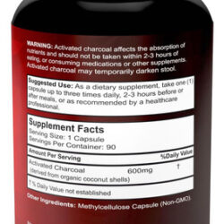 Cápsulas De Carvão Ativado Orgânico Divine Bounty - 600mg Pí