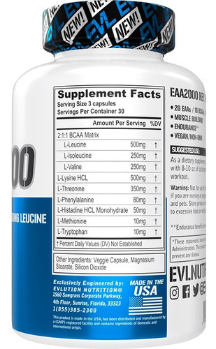 Evluição Nutrição Eaa2000 - Cápsulas De Treino Pré E Pós - Imagem 2