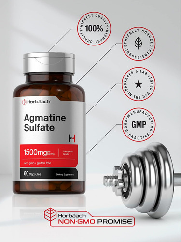 Cápsulas De Sulfato De Agmatina Horbäach 1500mg | 60 Comprim - Imagem 4