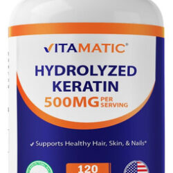 Queratina Hidrolisada Vitamatic 500mg Por Porção - 120 Cápsu