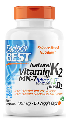 Suplemento Doctor"s Best Natural Vitamina K2 Mk-7 180mcg
