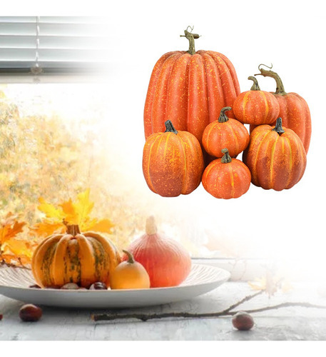 7pcs Abóboras Artificiais Simulação Falsa Abóbora Halloween - Imagem 9