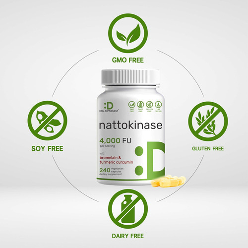 Suplemento Deal Nattokinase 4.000 Fu Por Porção, 240 Cápsula - Imagem 3
