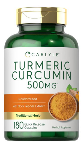 Curcumina De Cúrcuma Carlyle Com Bioperina | 500mg | 180 Cáp