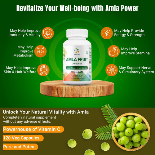 Cápsulas Orgânicas De Aura Amla 1500mg -150 Cápsulas Vegetai - Imagem 3