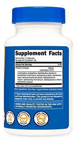 Complexo Probiótico Nutricost - 50 Bilhões De Ufc, 60 Cápsu - Imagem 3