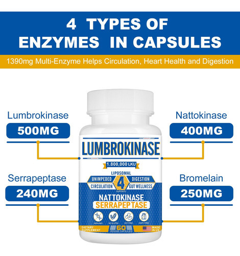 Spliferkou Lipossomal Lumbrokinase Nattokinase Serrapeptase - Imagem 3