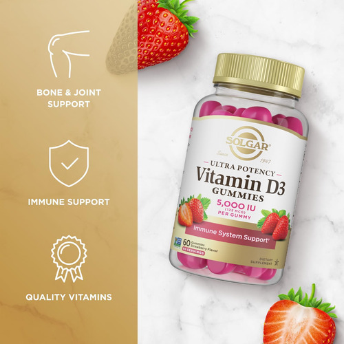 Gomas Solgar De Vitamina D3 Para Adultos 5.000 Ui De Suporte - Imagem 3