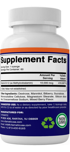 Vitamatic Metil Vitamina B12 (metilcobalamina) 10.000 Mcg (1 - Imagem 5
