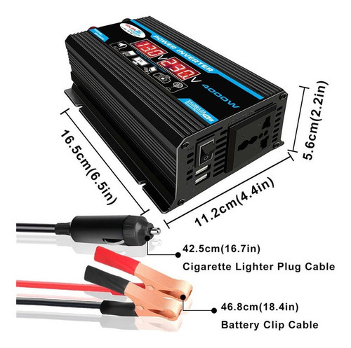 Inversor De Carro 12v-110v 4000w Smart Digital 2 Saída - Imagem 3