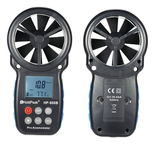 Holdpeak Hp-866b Mini Lcd Digital Anemômetro Velocidade Do V - Imagem 2