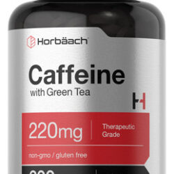 Suplemento De Comprimidos De Cafeína Horbaach 200 Mg Com Chá