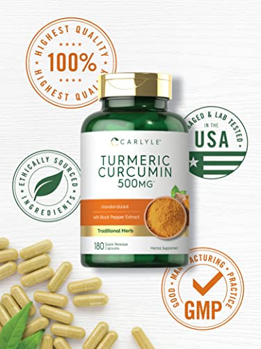 Suplemento Carlyle Curmeric Curcumin 500mg 180 Cápsulas - Imagem 5