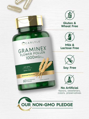 Extrato De Pólen De Flor Carlyle Graminex | 1000mg | 60 Cáps - Imagem 3