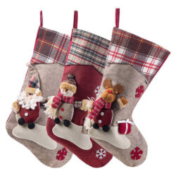 3pcs Adorável Natal Meias Lareira Árvore Decoração