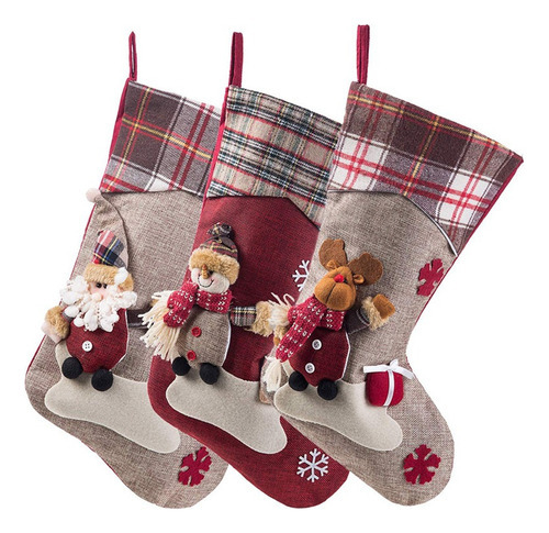 3pcs Adorável Natal Meias Lareira Árvore Decoração