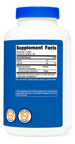 Suplemento Nutricost Óleo De Prímula 1.300 Mg 120 Cápsulas - Imagem 5