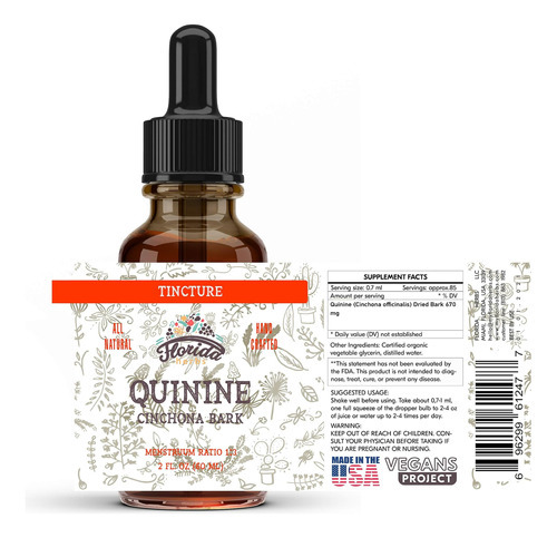 Florida Herbs Extrato De Tintura De Quinino, Líquido De Quin - Imagem 5