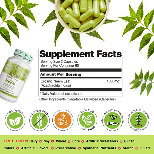 Suplemento Orgânico Veda Neem Capsules 120 Cápsulas Vegetari - Imagem 3