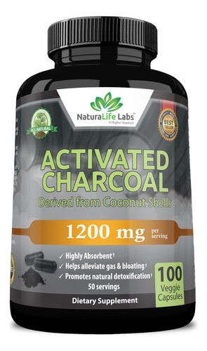 Cápsulas De Carvão Ativado Naturalife Labs 1.200 Mg 100 Vega