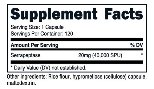Suplemento Nutricost Serrapeptase 40.000 Spu 120 Cápsulas - Imagem 7