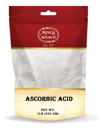 Pó De Vitamina C De Ácido Ascórbico Spicy World 1 Lb - Supl