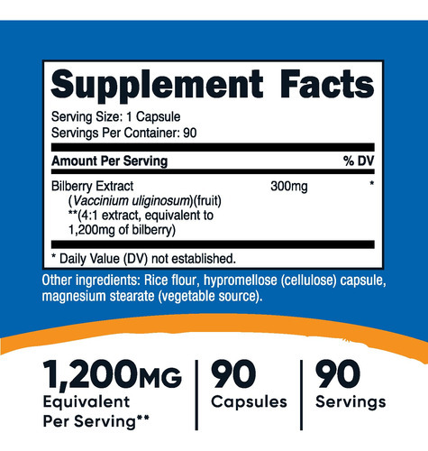 Suplemento Nutricost Em Cápsulas De Mirtilo 1200 Mg (90 Cáps - Imagem 3