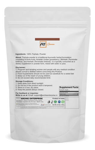 Pó Triphala 100% Natural Mganna Para Pele Brilhante E Cuidad - Imagem 2
