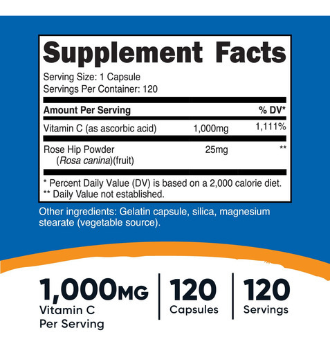 Suplemento Nutricost De Vitamina C Com Roseira Brava 1025 Mg - Imagem 2