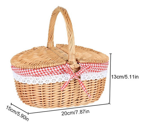 Cesta De Piquenique De Vime Estilo Country Com Tampa - Imagem 6