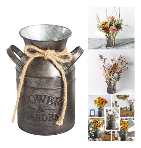 De Vaso Vintage Chique Antigo, Lata Leite Metal Galvaniza