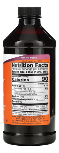 Lecitina De Girassol Now Foods 473 Ml Puro Importado 2un - Imagem 3