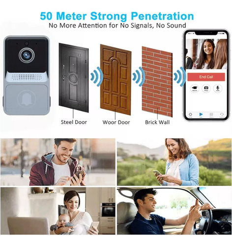 Novo Campainha Inteligente Sem Fio Com Câmera De Vídeo Wifi - Imagem 4