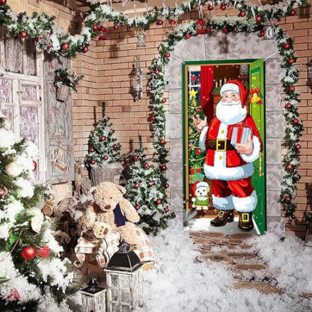 Decorações De Capa De Porta De Natal Banner De Porta De Papa - Imagem 8