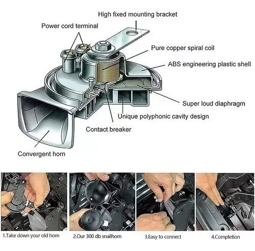 12v Super Forte Chifre Carro Moto Caminhão Van* - Imagem 6