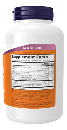 Now Foods Supplements, Thyroid Energy, Iodo E Tirosina Mais - Imagem 2