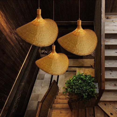 A Luminária De Teto Pendente Chapéu De Vime Lustre De 30 Cm - Imagem 9
