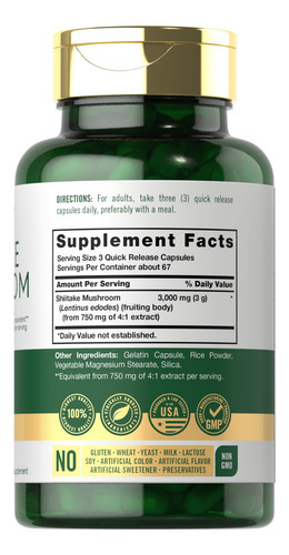 Suplemento De Extrato De Cogumelo Carlyle Shiitake 3000 Mg 2 - Imagem 2