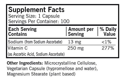 Kirkman Vitamina C 250 Mg 100 Contagens - Imagem 2