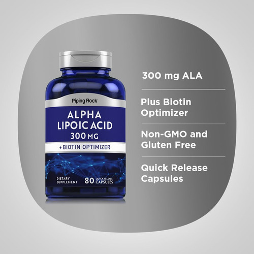 Ácido Alfa Lipóico Piping Rock 300mg | Plus Otimizador De Bi - Imagem 3