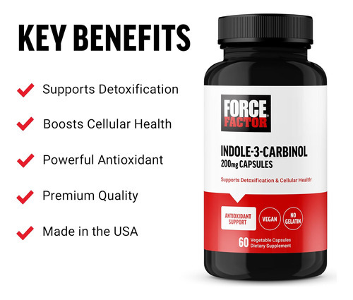 Fator De Força Indole 3 Carbinol 200mg Detox E Suplemento An - Imagem 2